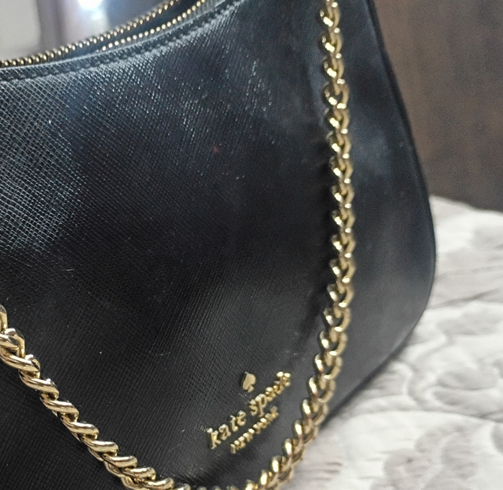 Kate Spade Black Shoulder Bag with Gold Chain